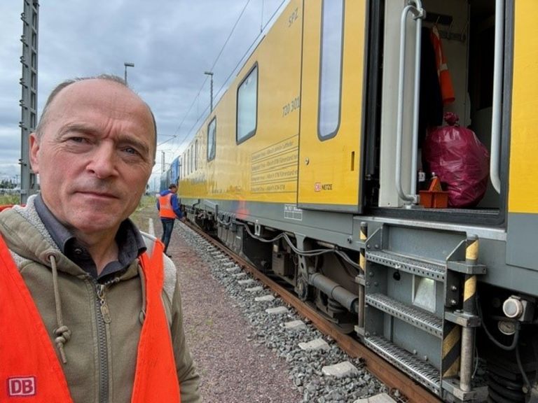 Michael Ihle on the Deutsche Bahn measurement train